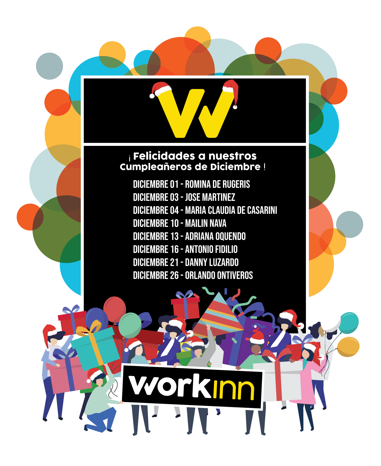 Cumpleañeros Workinn diciembre 2019 Maracaibo